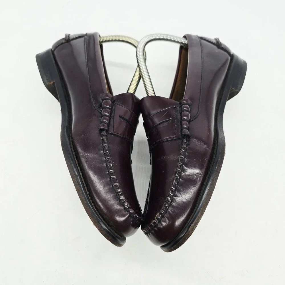 LL Bean Penny Loafers Mens 7.5 D Burgundy Cordovan Leather Beefroll Oxblood